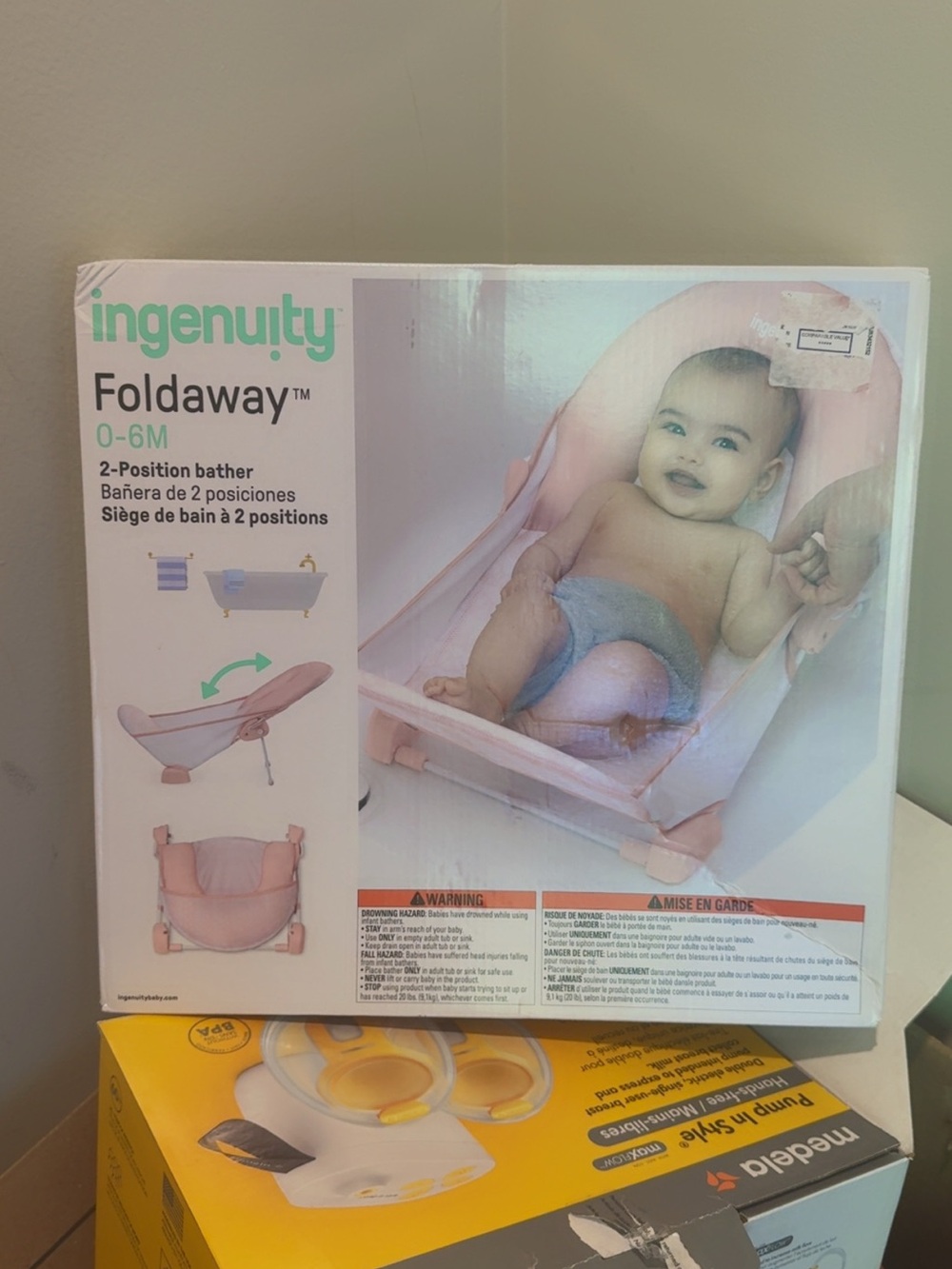 Ingenuity Foldaway 2-Position Baby Bather – Pink